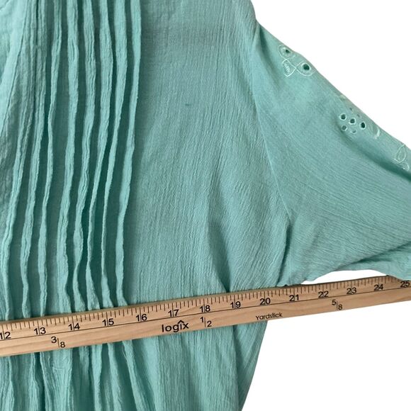 Soft Surroundings Seafoam Green Button Up Embroidered Cotton Tunic Size L - Picture 6 of 7